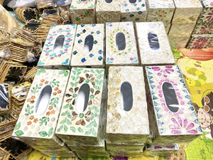 Plateau en rotin vietnamien fait à la main avec incrustation de nacre - Décoration d'intérieur multifonctionnelle écologique personnalisée Ms.May - Product Image 3