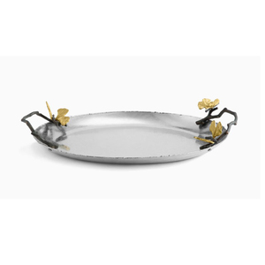 Papillon gingko poignée en laiton forme ronde décoratif plateau de mariage de service le plus vendu - Product Image 1