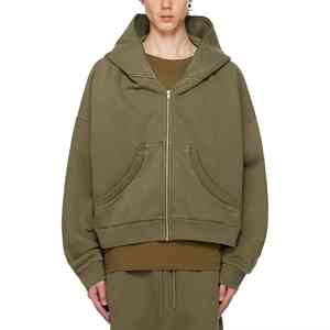 Sweat-shirts à capuche en polaire épais de 380 g, motif uni, design OEM pour hommes, écologiques, entièrement personnalisés, doux, respirants, avec fermeture éclair - Product Image 1