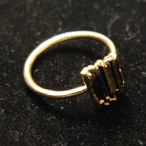100% Natural <b>Black</b> Tourmaline Rough Gemstone 18K Gold Plated Handmade Bohemian Gypsy Setting Minimalist Unisex <b>Ring</b> Size US 8 - Product Image 2