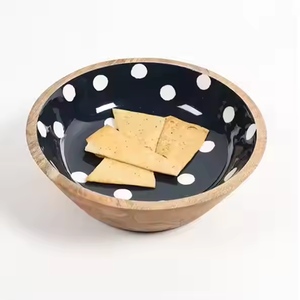 Cuencos para servir asequibles Cuencos multiusos de forma redonda de madera maciza hechos a mano para aperitivos de desayuno y utensilios de cocina Cuencos - Product Image 1