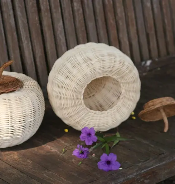 Tava rattan vime abóbora temporada queda frutas secas decoração feita no Vietnã finalidade mutil de tamanho múltiplo