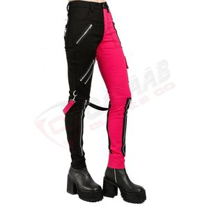 Antiarrugas de doble color Slim fit transpirable Color-Block Patchwork moda señoras hombres-bondage gótico-pantalones negros Pantalones - Product Image 4