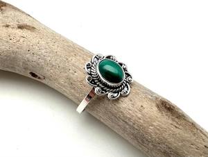 Bague classique bijoux pour femmes argent Boho Style bijoux 925 argent Sterling malachite pierres précieuses à la main bague cadeau pour femme - Product Image 2