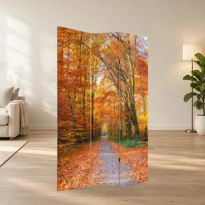 ฉากกั้นผ้าใบพับได้สองด้านลายเส้นทางฤดูใบไม้ร่วง - Product Image 1