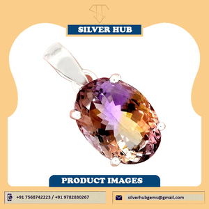Pendentifs fins en argent Sterling 925 breloques amétrine naturelle à facettes forme ovale pierre belle bijoux colorés pendentif boutique cette - Product Image 2