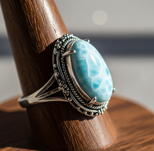 Anillo de plata 925 personalizado al por mayor, último diseño, cristal de Larimar, rodio, chapado en oro rosa, banda para fiesta de boda a la moda - Product Image 3