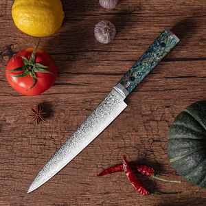 Vente en gros personnalisé Qualité supérieure OEM ODM Service Trancheuse à viande de luxe Manche en résine Damas Couteaux de cuisine Couteau à trancher de chef - Product Image 3