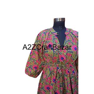 Robe maxi en coton 100% pur, écologique, faite à la main, à fleurs, respirante, confortable, facile à porter au quotidien - Product Image 4