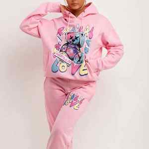 Nouveau Logo Personnalisé Grande Taille Coton Polaire Chaud Survêtement 2 Pièces Ensemble Femmes Strass Ensembles Bling Survêtements - Product Image 2