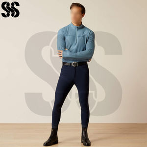 Haut de base pour l'équitation classique pour homme, 1/4 de zip, manches longues, pour l'équitation à cheval, séchage rapide, léger, respirant, polyester/spandex - Product Image 3