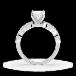 Anillo de Compromiso con Diamante Cultivado en Laboratorio de Corte Princesa de 1.30 CTW, Diseño de Espiga Trenzada, Oro Sólido de 14K - Product Image 2