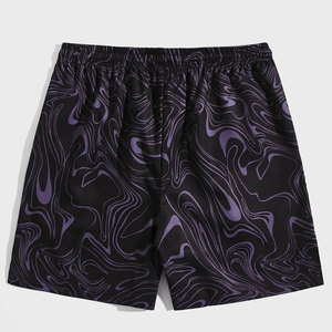 กางเกงขาสั้นชายแบบพรีเมียมปรับแต่งได้สำหรับฤดูร้อน แห้งเร็ว ระบายอากาศดี พิมพ์ลายแบบซับลิเมชั่น ความยาวระดับเข่า มีเชือกผูก - Product Image 2