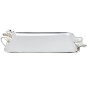 Bandeja de Servicio Rectangular Dorada de Diseño Moderno con Asas de Hoja, Diseño Martillado, Bandeja de Servicio de Metal, Bandeja Decorativa para el Hogar - Product Image 5