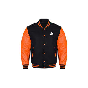 Veste de baseball en cuir sur mesure OEM, coupe-vent d'hiver, tricotée, style varsity, pour hommes, par Antique Fashion - Product Image 1