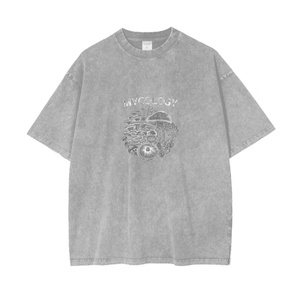 เสื้อยืดผู้ชายคอโอ ผ้าฝ้าย 100% น้ำหนัก 220 กรัม ทรงหลวม ลายเรียบ ระบายอากาศดี เป็นมิตรกับสิ่งแวดล้อม ยับยาก แห้งเร็ว ขายส่ง - Product Image 1