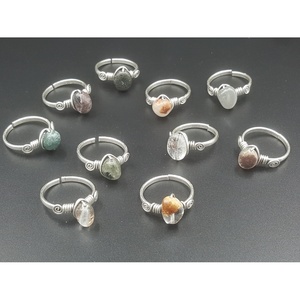 Trendy <b>Boho</b> Style Silver Plated Fashion <b>Rings</b> with Natural Stone Accents Resale Ready - Product Image 1