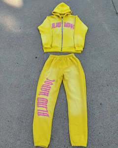 Survêtement de sororité grecque, ensemble de sweat à capuche et pantalon de survêtement personnalisé, tenue Streetwear à la mode jaune, vêtements de sport décontractés pour femmes et hommes - Product Image 5