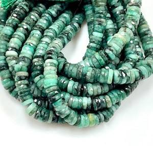 Pierre précieuse émeraude verte naturelle taille de coupe 6-8mm perles brin perles à facettes de qualité supérieure pierre précieuse de guérison pour la fabrication de bijoux - Product Image 1