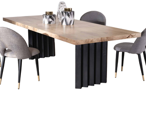 Mesa de Comedor Moderna de Estilo Industrial para Cocina y Hogar, con Patas Metálicas en Forma de Zig Zag, Diseño Cuadrado, Tablero Grueso de Madera Maciza de Acacia con Acabado Liso - Product Image 5