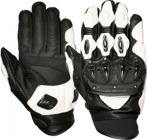 ถุงมือแข่งรถหนังแท้สำหรับผู้ชายถุงมือป้องกันมอเตอร์ไซด์สีดำ - Product Image 1