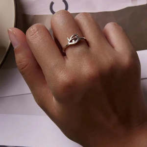 925 Rose Gold & 18K Plated Argent <b>Ring</b> Fashionable Oeil D'Horus Inlay Signet with Trendy Eye Shape 1st Number Style - Product Image 3