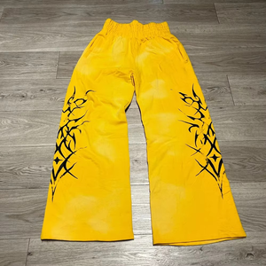 Pantalones Deportivos Holgados Unisex al por Mayor, 100% Algodón, Transpirables, Suaves, Anchos, de Pierna Recta, con Pedrería 2025 - Product Image 2