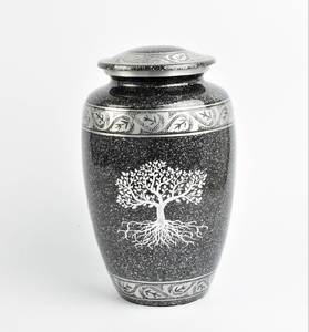Urnes de crémation en gros en aluminium personnalisées de haute qualité pour cendres humaines Arbre de vie Fournisseur d'urnes de crémation en métal souvenir - Product Image 1