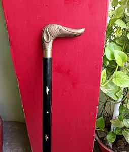 ไม้เท้าหัวสุนัขไม้ขัดเงา ด้ามจับทองเหลืองทำมือ ของตกแต่งบ้านสุดหรู งานฝีมือโลหะ - Product Image 4