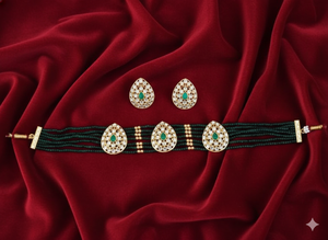 Ensemble de collier antique ethnique perlé de haute qualité en or poli pour femmes, bijoux de soirée - Product Image 2