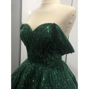 Scollo a barca con stelle da donna in pietra ricamata in vita abito di fidanzamento in tessuto Lurex tarlatano Mb428 428 - Product Image 3
