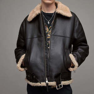 Veste en cuir pour homme du Pakistan 2026, manteau d'hiver, 100% cuir véritable, respirant, coupe-vent, couleur personnalisée, logo sur le devant - Product Image 1