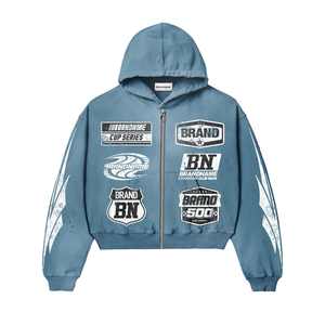 Chándal personalizado con cremallera, ropa de calle de gran tamaño, lavado ácido francés, impresión Digital, gráfico, logotipo bordado desgastado - Product Image 2