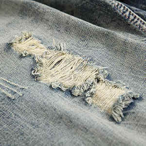 High Street Fashion Short en denim vieilli pour hommes Logo personnalisé Techniques de broderie solide Short en jean à taille élastique - Product Image 2