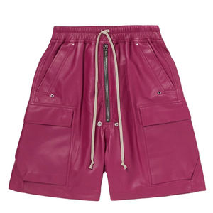 กางเกงขาสั้นหนังเอวรูดสำหรับผู้ชายกางเกงขาสั้นหนังทรงหลวมแบบพรีเมี่ยม - Product Image 5