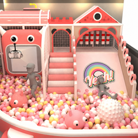 Nouvelle conception de terrain de jeu intérieur sur le thème des contes de fées pastel, avec piscine à balles et toboggan, équipement personnalisé pour les centres de fête pour enfants
