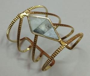 Pulsera de latón chapada en oro para pareja, regalos de lujo, diseñador de nudo único y Chapado en plata, joyería fina de circón brillante helado - Product Image 4