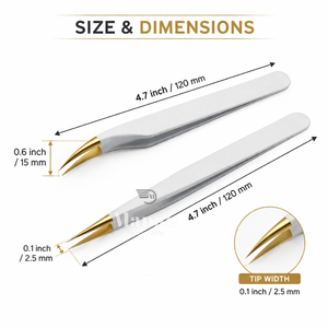 Ensemble de pinces à cils dorées de qualité supérieure, pointe droite et courbée, outil de précision pour extensions de cils, prise en main facile, professionnel, OEM, étiquette privée - Product Image 3