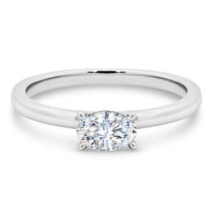 Bague de mariage et de fiançailles en or blanc massif 10 carats avec diamant cultivé en laboratoire coupe ovale avec cadeau plaqué or - Product Image 1