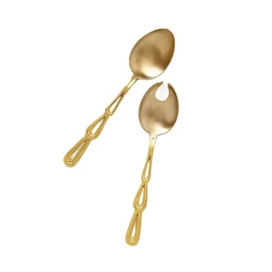 ชุดช้อนส้อมเคลือบ PVD สีทองหรูหราทำจากสแตนเลสพร้อมที่จับรูปทรงไม่เหมือนใครเครื่องครัวที่ใช้ในงานแต่งงาน - Product Image 1
