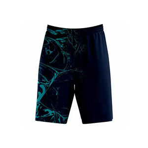 Short bleu marine personnalisé pour hommes, short de fitness léger sublimé à taille élastique pour hommes - Product Image 1
