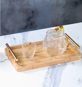 Plateau en bois Plateau de présentation de pâtisserie Plateau en bambou et en bois avec poignées - Product Image 2