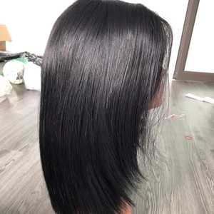 Vente chaude 100% perruque de cheveux humains vietnamiens 130-150 densité HD dentelle Base de dentelle de soie non traitée dentelle frontale pré-plumée noir - Product Image 1