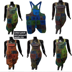 Nouvelle mini combinaison élégante en coton avec patch pour femmes, barboteuse d'été avec design vintage, confortable et respirante - Product Image 1