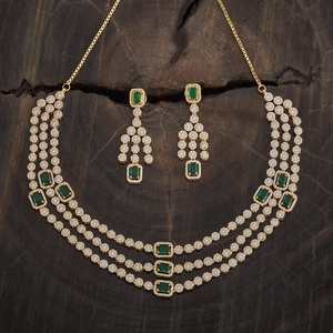 Zircon Necklace 173416 Elegant <b>Wedding</b> <b>Accessory</b> with Dazzling Zircon Stones - Product Image 2