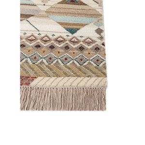 Alfombras Manchaha Beige Marrón de Lana y Seda de Bambú Anudadas a Mano - Patrón Geométrico para el Hogar, Dormitorio, Sala de Estar, Pasillo - Rectangular LES-2701 - Product Image 4