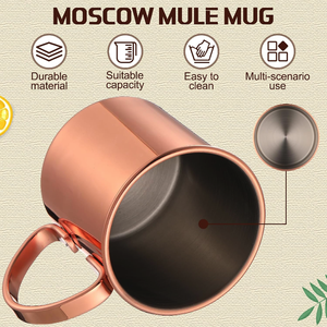 Mug à Moscow Mule en cuivre Divris, finition martelée artisanale, poignée soudée, design vintage écologique, grande capacité, idéal pour la maison ou comme cadeau - Product Image 5