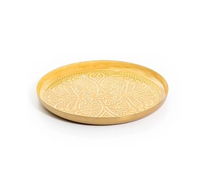 Gold Finished Round Metal Serving <b>Tray</b> Eco-Friendly Handicraft for Home and Wedding for Tabletop Food and <b>Drinks</b> Serving - Product Image 3