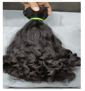 Cabello Remy virgen rizado Natural indio crudo listo para enviar Cabello estilo ondulado de doble trama de alta calidad a granel en stock - Product Image 2