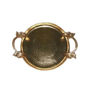 Bandeja decorativa de aluminio con asas de hojas Accesorio para el hogar y regalo de boda para Decoración - Product Image 1